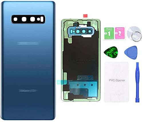 MovTEK Backcover Akkudeckel Original kompatibel mit Samsung S10+ Plus G975F Rückseite Glas Reparatur Set inkl. Kameraglas und Kleber Werkzeug - Blau(Prism Blue)