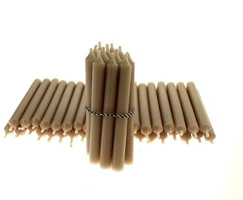Kerzenfarm Hahn Durchgefärbte Stabkerzen in Taupe, kurze Geburtstagskerzen aus Paraffin, für Geburtstag, Hochzeiten & Co., ohne Tropfen & Rußen, 110mm x Ø 13mm