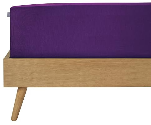 Schiesser Edeljersey Spannbettlaken Jessi | 100% gekämmte Baumwolle aus nachhaltiger Produktion | für Matratzen 140x200cm bis 160x200cm | Matratzenhöhe bis 22cm | Lila