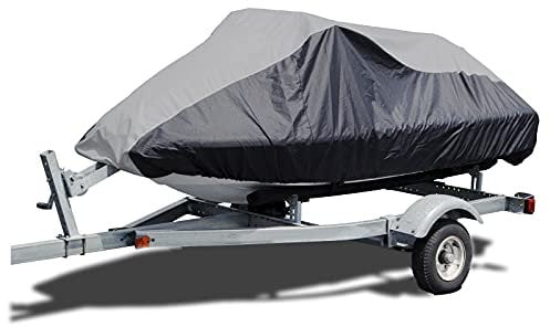 AMGJ Wasserdicht Jet Ski Abdeckung Heavy Duty 600D Oxford-Gewebe Personenwasserfahrzeuge PWC Watercraft Jetski Persenning, Passend für Länge 294cm-342cm Jetski,Gray Black