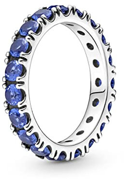PANDORA Ring Timeless funkelnde Reihe silber, blaue Kristalle 190050C02 58