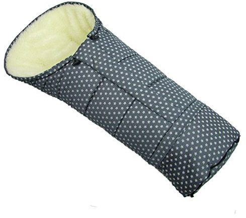 BAMBINIWELT Winterfußsack Fußsack für Kinderwagen, Buggy oder Schlitten, in Mumienform, aus Wolle, Größe anpassbar, MUMIE MELIERT STERNE (dunkelgrau)