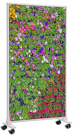 Könighaus Bildheizung Standgerät 800 Watt - Thermostat | 11-21 m², Motiv: Blumenbeet, mobile Standheizung, Standfüße, in 2 min warm
