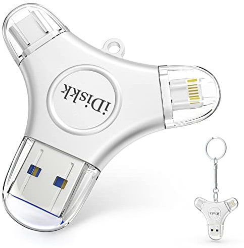 iDiskk Fotostick für iPhone/iPad, 3-in-1 USB-C 128 GB iPhone-Speicherstick mit MFi-Zertifizierung, iPhone-Speicher, iPad-Backup-Flash-Laufwerk, funktioniert mit iOS Type-C-Telefonen, PCs und Mac