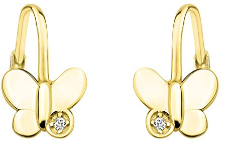 SOFIA MILANI - Damen Ohrringe 925 Silber - vergoldet/golden & mit Zirkonia Steinen - Schmetterling Ohrhänger - E1655