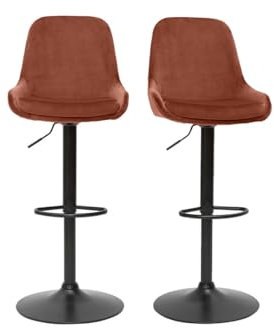 Miliboo Höhenverstellbare Design-Barhocker roter Samt (2er-Set) Holo