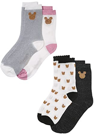 ONOMATO! Mickey Mouse Damen Frauen Strümpfe Socken 4er Pack