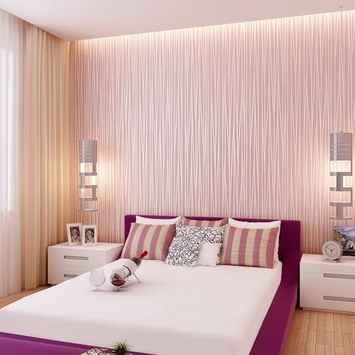 mwpqbd Papier peint uni haut de gamme à rayures verticales pour fille - Papier peint moderne et simple nordique pour chambre à coucher et salon - Rose - 5 m