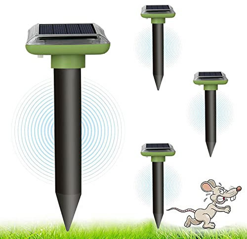 Solar Maulwurfschreck,Maulwurf vertreiber,Um wühlmäuse zu vertreiben 4 Stück,Ultraschall Maulwurfschreck für Vertreiben Wühlmäuse,wühlmäuse vertreiben,Maulwürfe vertreibens,Wühlmausschreck