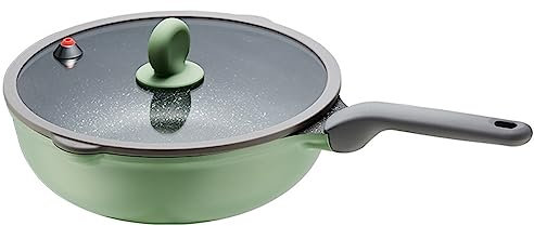 AZHANGYB Pentola Saltapasta Grande, Fondo In Acciaio Inox E Alluminio, Per Cucinare Frittata Padella Pentole In Acciaio Inox Antiaderente Wok (32cm)