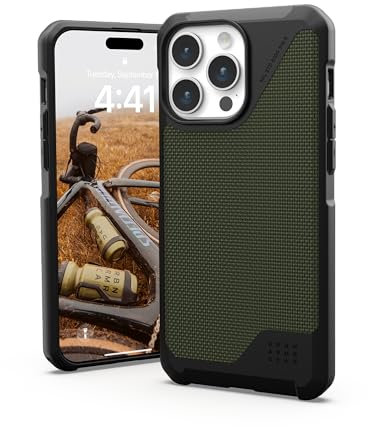 URBAN ARMOR GEAR UAG Case Compatible with iPhone 15 Pro Max Case 6.7 Metropolis LT Kevlar Olive Built-in Magnet Compatible with MagSafe Charging Rugged Military Grade Dropproof Protective Cover