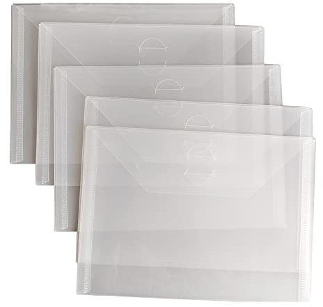 Stempelaufbewahrungsumschlag-Set, 12,7 x 17,8 cm, Stanzschablonen, Sammeltasche, transparenter Kunststoff, Filderbeutel, wasserdicht, wiederverwendbar, passend für Prägeschablonen, Schablonen, 5