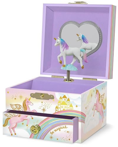 Portagioie Carillon Unicorno per Bambine - Scatola Musicale Unicorno Danzante per Bambini con Specchio, Regali Unicorno per Bambine, Scatole Portagioie, Regalo di Compleanno per Bambini, Età 3-10 anni