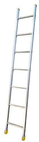 Scala in alluminio industriale singola semplice da Appoggio per agricoltura Parallela a Pioli (7 Gradini)