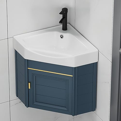 Mueble de Baño for Tocador, Lavabo con Mueble, Lavabo de Esquina for Montaje en Pared, Lavabo de Baño Montado en La Pared, Lavabo de Baño con Contenedor de Almacenamiento ( Color : No mirror , Size :