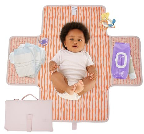 Hylat Baby Wickelunterlage – Faltbare & Abwaschbare Wickelmatte für Unterwegs – Leichte, Tragbare, mit Taschen & Klettverschluss – Hygienische Wickelunterlage für Kinderwagen & öffentliche Toiletten