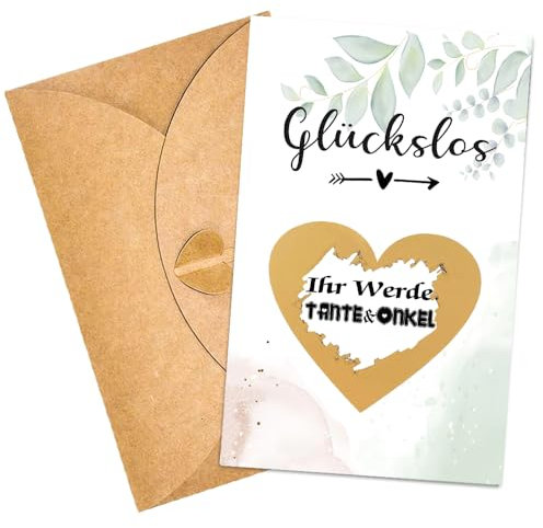 Schwangerschaft verkünden Tante und Onkel mit Rubbelkarten, Rubbelkarte Ihr werdet Tante und Onkel mit Kuvert, Überraschung Geschenke für die Familie zum Schwangerschaft verkünden (Tante & Onkel)