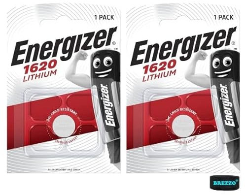 2 Pack of EnergizerCell CR1620 3V Lithium Coin Battery Button Battery, Use for Car Keys, Van Key Fobs, Scales, Toys, LED lights, etc.