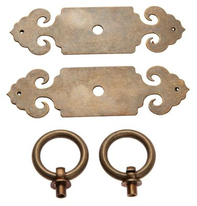 2 stücke Antike Chinesische Reinem Kupfer Tür Möbel Griff Messing Schloss Schrank Schublade Ziehen Griff Knopf Möbel Hardware 1 Paar(Bronze 2pcs)