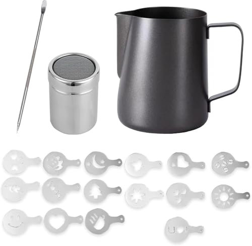 Stainless Steel Milk Frothing Pitcher - 350ml, Black Barista Milk Jug for Coffee Machine