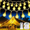 AUAUY LED Lichterkette Außen Batterie, 10M 100 LED Kristall Kugel Lichterkette mit Fernbedienung, 8 Modi Wasserdicht Lichterketten für Weihnachten Fenster Treppen Gärten Pavillons Hochzeiten-Warmweiß