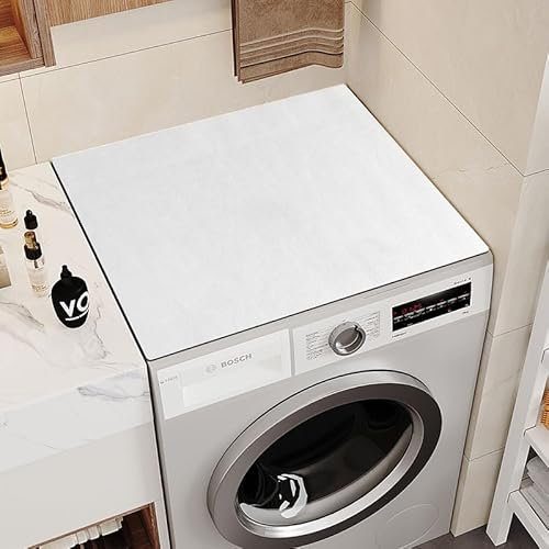 Housse Machine A Laver Blanc Tapis De Protection Antidérapant Pour Machine À Laver Et Seche Linge, Dessus Imperméable Tapis Lave Linge Pour Cuisine Maison Salles De Bains50*60Cm