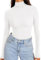 REORIA Women's Long Sleeve Mock Turtle Neck Tops Tight Basic Double Lined Thermal Underwear Shirt Fall Outfits(White Medium)
