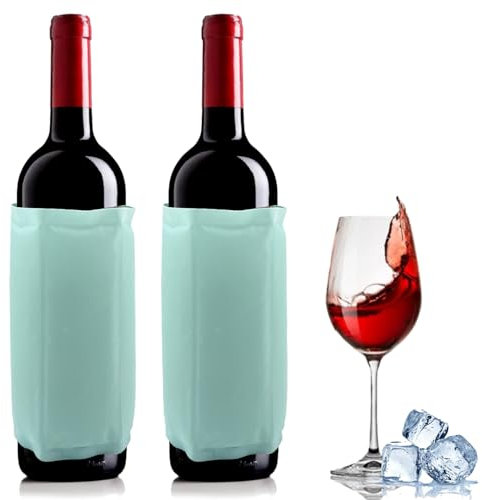2 PCS Ice Wine Sleeve, Ice Wine Bag, Wine Chiller, Wine Cooler Refrigerator, Wine Bottle Cooler for Red White Champagne or Sparkling. Gel Cooling Holder Freestanding Carrier Chilling