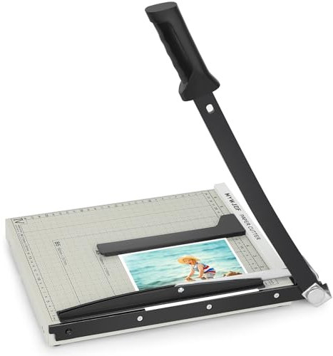Coupe-papier Guillotine : coupe-papier avec capacité de 12 feuilles avec protection de sécurité et verrouillage de la lame, coupe-papier pour bureau, maison, école (gris)