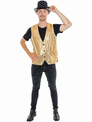 Deiters Weste Pailletten de luxe Herren gold 4XL/5XL