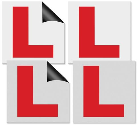 4Pcs Self Adhesive L Sticker - L Plates for Car Window Stickers, Extra Thick Learner Plates, New Driver Car Sticker, Protect Car Paint Learner Plates for Fresh Driver Decoration
