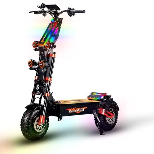 CHEEVALRY Elektroroller für Erwachsene,Offroad E-Scooter,Klappbar,14 Zoll All-Terrain Vakuumreifen,Doppelmotor,Komfortables Federungssystem,60V 40Ah Lithiumbatterie,(Keine ABE erhältlich)