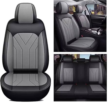 ZHISHIGUO Autositzbezüge Universal Set für Kia Proceed Sorento Soul Sportage Xceed, Leder Autositzbezug Komplettset, Aus Premium Leder + Einzigartigem Design 5-Sitzer Sitzbezüge(A(Black Grey))
