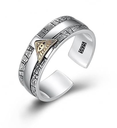 LAOYEFACAI Herrenring matt in 925 Sterling Silber Auge des Horus Ring Open Vintage Ring Gothic Männer Ringe (05)