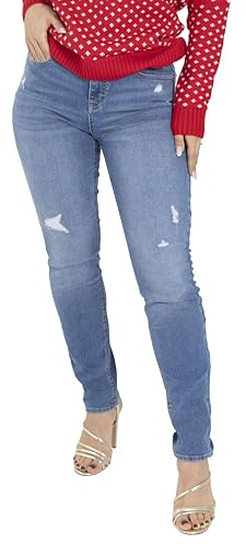 BlauerHafen Damen Jeanshose Slim Fit Stretch Mid Rise Skinny Jeans Damen High Waist Baumwollmischung 5 Taschen Reißverschluss Knopf große Skinny Fit Verzweifelt Jeans Größen 36 bis 48