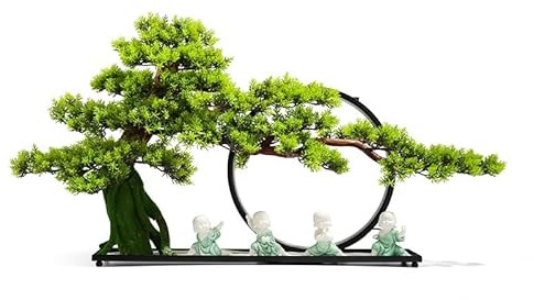 AFGFGHES Bonsái Artificial Simulación de acogedores Adornos de Pino for Sala de Estar, Porche, lámpara Zen, Anillo de rocalla, bonsái, Base de Tuya. Bonsái Artificial(A)