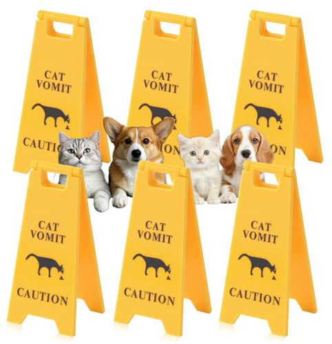 Warnschild mit Aufschrift Cat Vomit Caution, lustiges 3D-gedrucktes Schreibtisch-Warnschild für Tierliebhaber, Mini-Warnschilder für Schreibtisch, Katzenerbrochenes, witziges Geschenk und