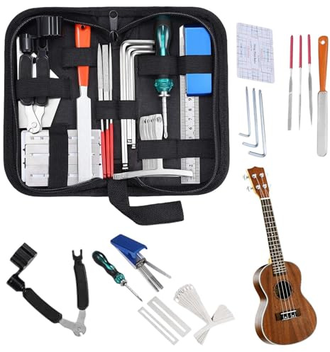 Celuicion Gitarren Reparatur Set,Elektro Gitarren Wartungsset | 25 teiliges Musikinstrumente Reparatur Werkzeug für Studio Auftritt Zuhause Reise Konzert