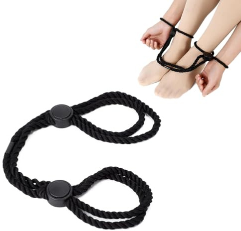 WeddHuis 1 Set Bondage Corda per Polsi e Caviglie, Regolabile BDSM Legami e Corda Bondage, Manette per Mani e Piedi per Coppie (Nero)