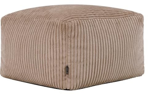 icon Amara Small Cord Bean Bag Footstool with Filling Included, Brown | Made in the UK, Pouffe Footstool, Soft Corduroy Fabric, Footrest For Lounge and Bedroom