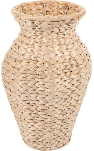 Rustikale Dekorative Blumenvase aus Rohrkolben mit Eisenkern | Beige Oberfläche mit Glatter Haptik, Flacher Standfuß und Stabile Form, für Schlafzimmer und Partytisch