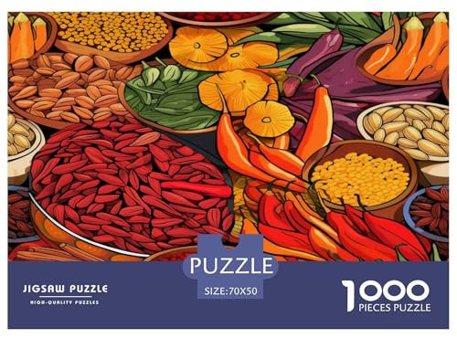 Bunte Gewürze Puzzles Perfekt Für Spieleabende Heimdekoration 1000-teiliges Früchte and Vegetable Puzzle Perfekt Für Damen, Herren, Kinder Ab 14 Jahren 70x50cm/1000pcs