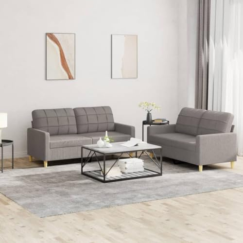 Yisssmeng Taupe 2-Sitzer Modularsofa 138/158×77×80 cm mit Recamiere, 4 Kissen, Metall-Sperrholz, modern, Wohn-/Schlafzimmer/Büro