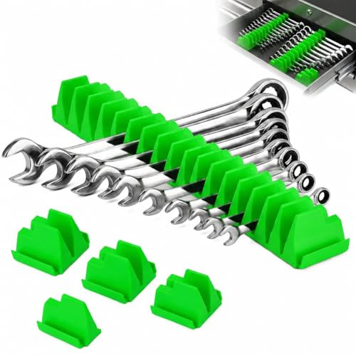 Voltrique Magnetic Wrench Organizer Rack for 40 Spanners Wall Mount Green