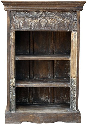 GURU SHOP Rustikales Bücherregal, Massivholz, Nachttischschrank, Flurschrank - Modell 12, Braun, 97x67x34 cm, Kleine Regale, Wand- & Weinregale