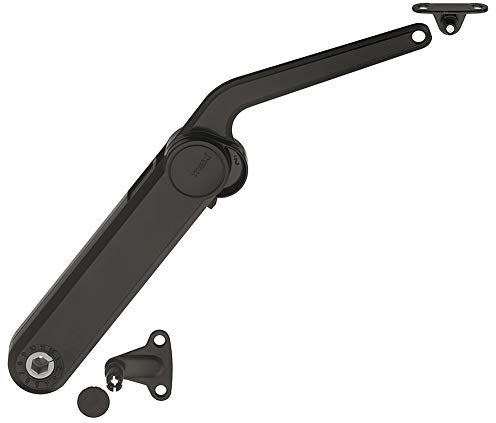 Gedotec Klappenhalter Hoch-Klappbeschlag schwarz Klappenbeschlag MAXI Push-to-open Funktion | Klappenstütze Modell D - 2,7-11,8 kg | Komplett-Set | 1 Garnitur Klappenscharniere für Küchen-Schränke