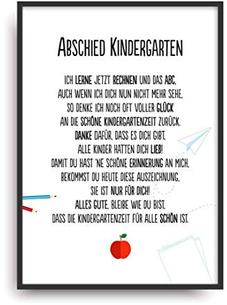 Geschenk Karte ABSCHIED KINDERGARTEN Kunstdruck Kita Verabschiedung Kind Erzieherin Bild ohne Rahmen DIN A4