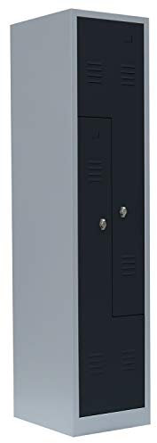 Lüllmann Spind komplett montiert Spint 2er Z-Spind Umkleide Stahl Kleiderschränke Garderobenschrank 525108 Anthrazit (H x B x T): 1800 x 415 x 500 mm