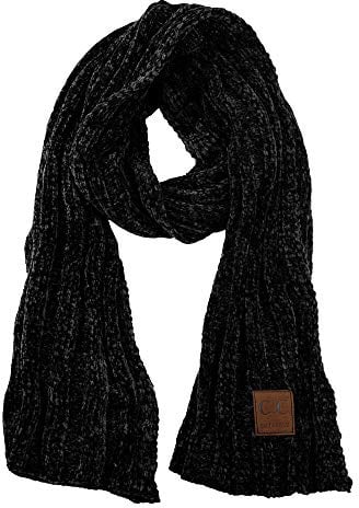 C&C Damen Strickschal aus weichem und warmem Chenille-Stoff, lang, lang, gerippt