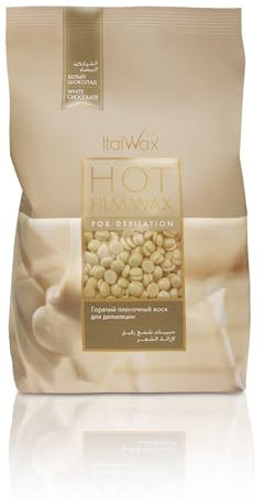 Italwax White Chocolate Hard Wax Beads – 500g (1.1 lbs) – Strip-Free, Vanilla aroma Hair Removal Wax, Gentle on All Skin Types, Ideal for Bikini Line & Underarms, Professional & Home Use